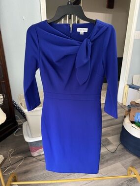 Calvin Klein Cobalt Blue Tie-Neck Sheath Dress